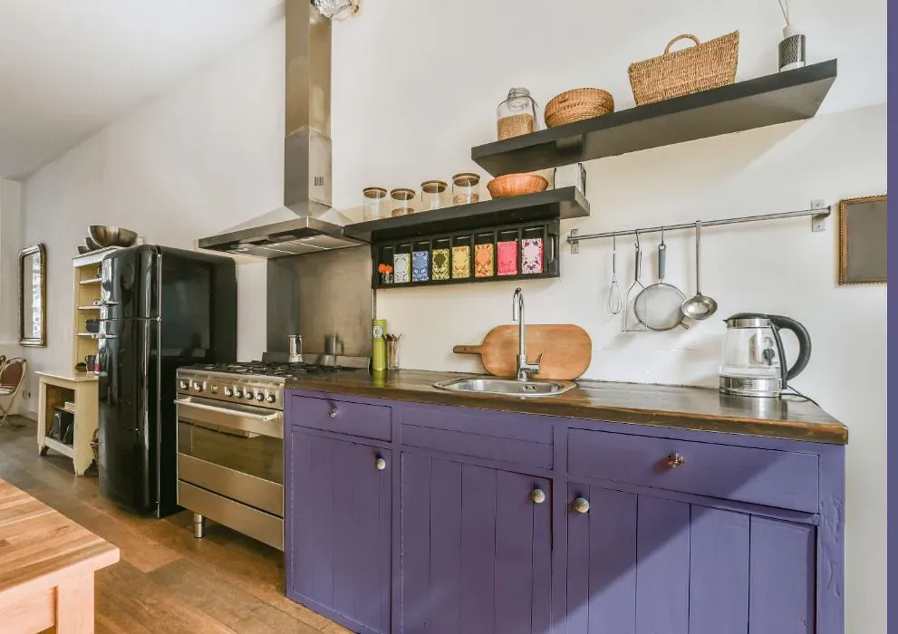 Benjamin Moore Spring Purple kitchen cabinets