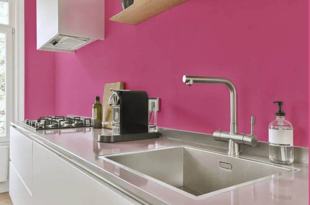 Benjamin Moore Springtime Bloom kitchen painted backsplash