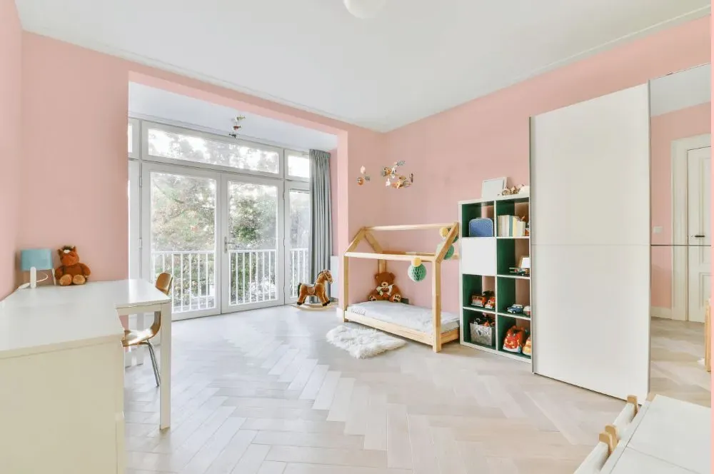 Benjamin Moore Springy Peach kidsroom interior, children's room