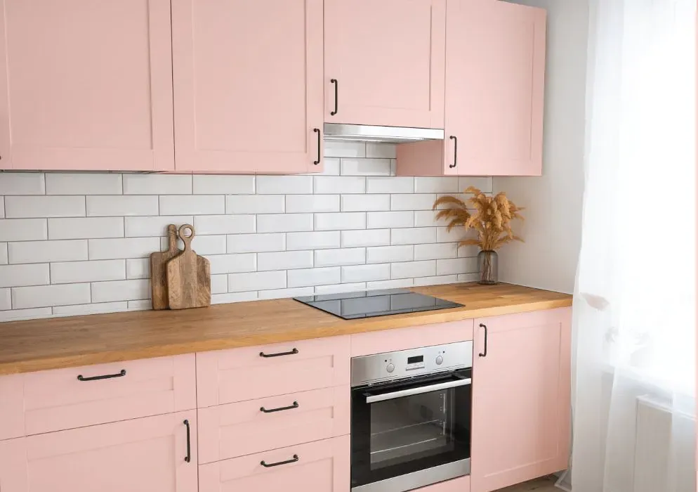 Benjamin Moore Springy Peach kitchen cabinets