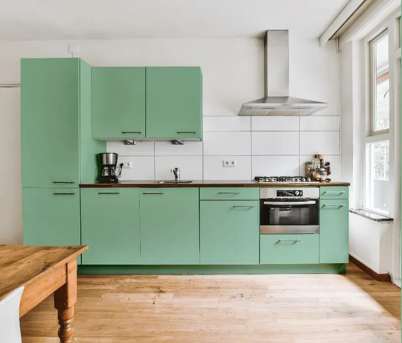 Benjamin Moore Spruce Green kitchen cabinets