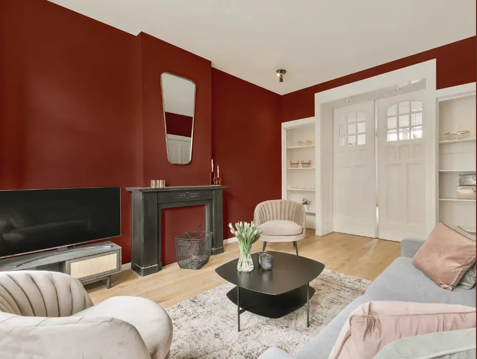 Benjamin Moore St. George Red victorian house interior