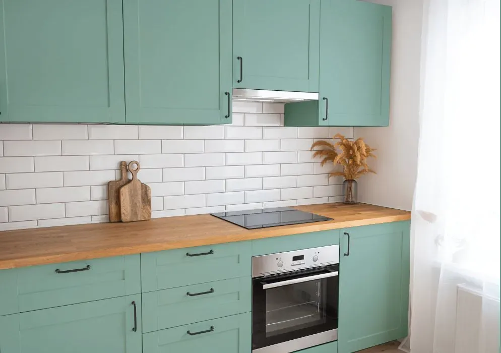Benjamin Moore St. Lucia Teal kitchen cabinets