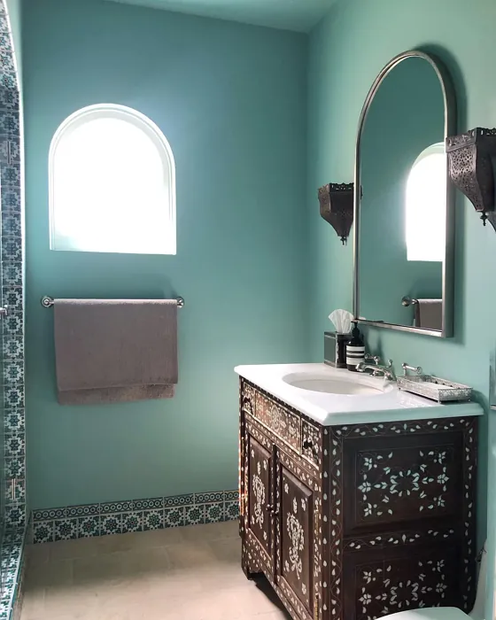 Benjamin Moore St. Lucia Teal bathroom paint