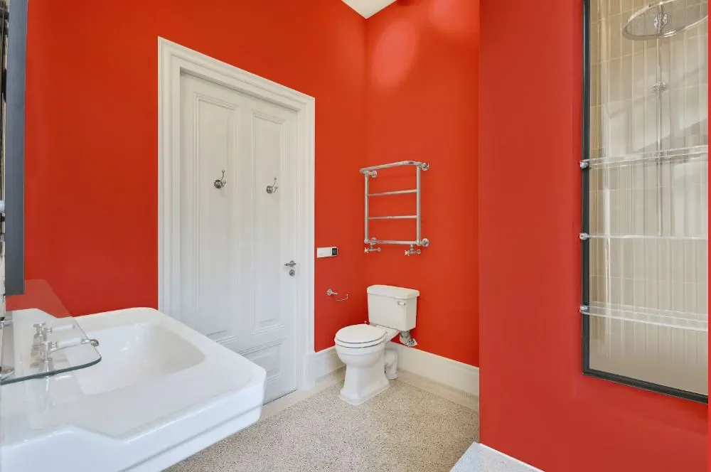 Benjamin Moore Starburst Orange bathroom