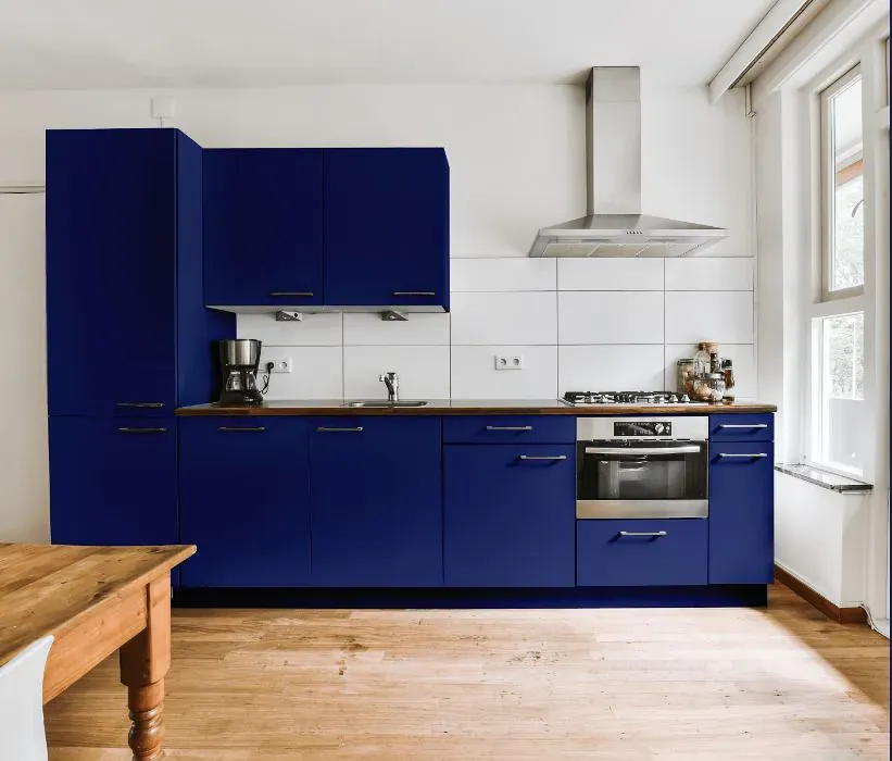 Benjamin Moore Starry Night Blue kitchen cabinets