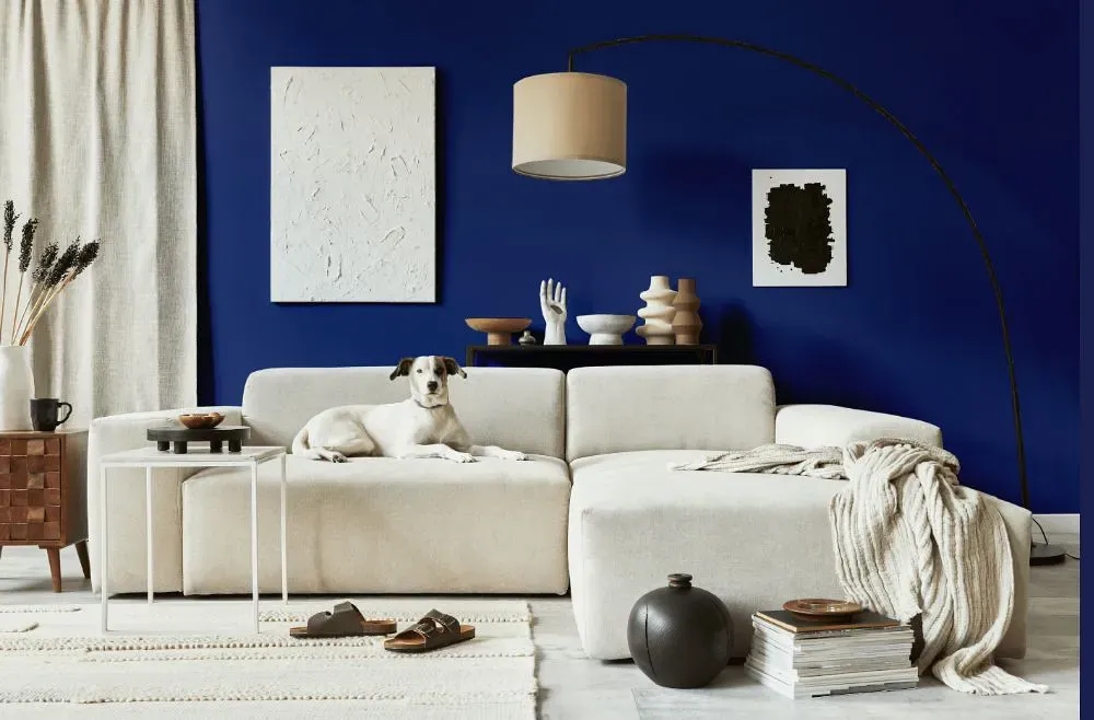 Benjamin Moore Starry Night Blue cozy living room