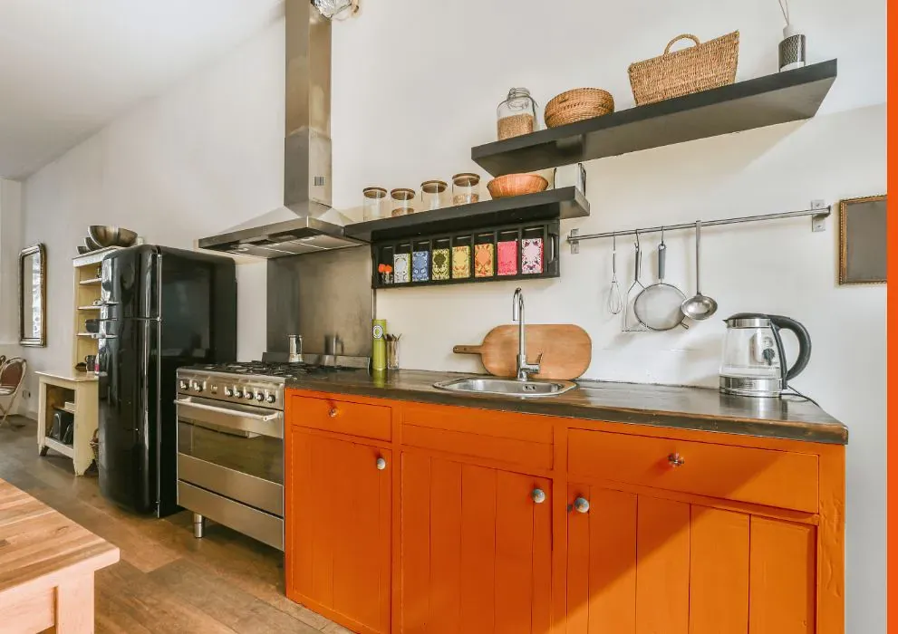 Benjamin Moore Startling Orange kitchen cabinets