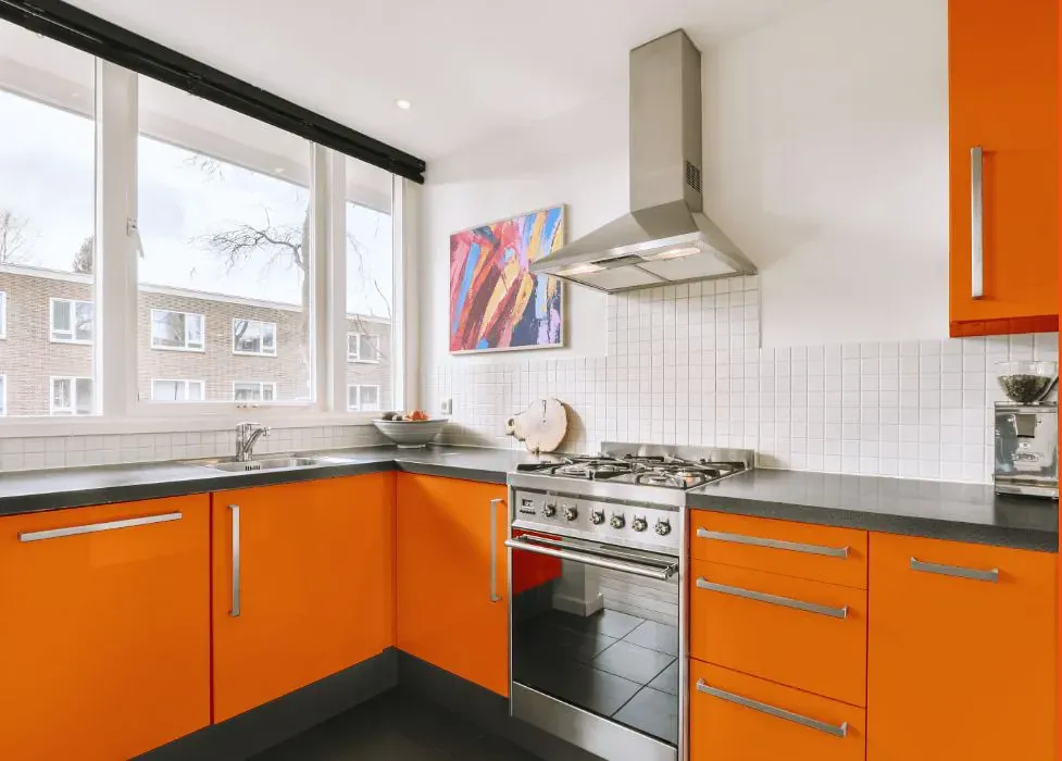 Benjamin Moore Startling Orange kitchen cabinets