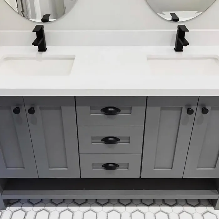 Benjamin Moore Steel Wool bathroom vanity color review Benjamin Moore Steel Wool bathroom vanity color review