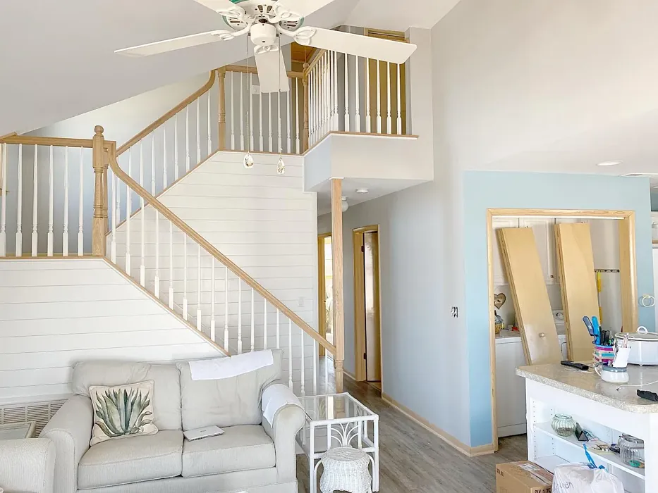 Benjamin Moore Stonington Gray living room interior