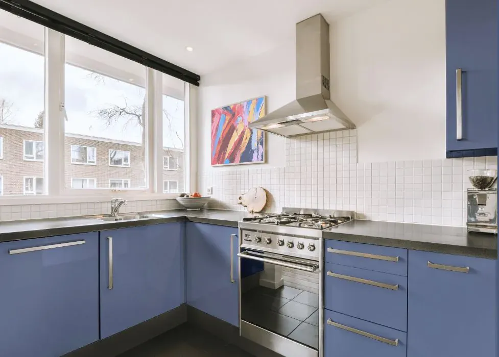Benjamin Moore Stratford Blue kitchen cabinets