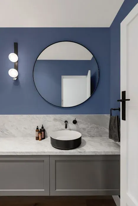 Benjamin Moore Stratford Blue minimalist bathroom