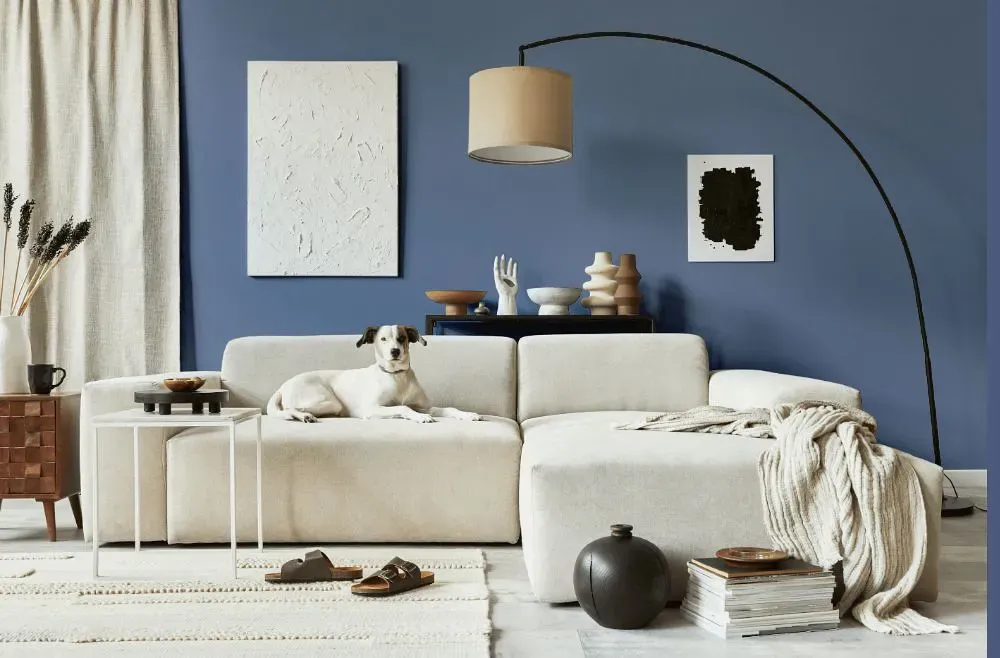 Benjamin Moore Stratford Blue cozy living room