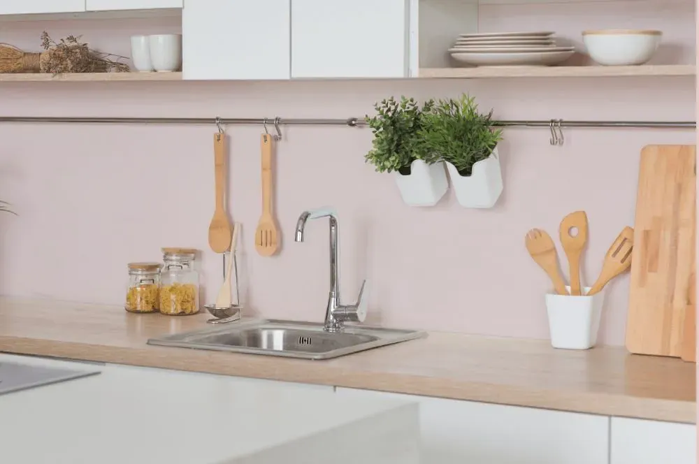 Benjamin Moore Strawberry-n-Cream kitchen backsplash