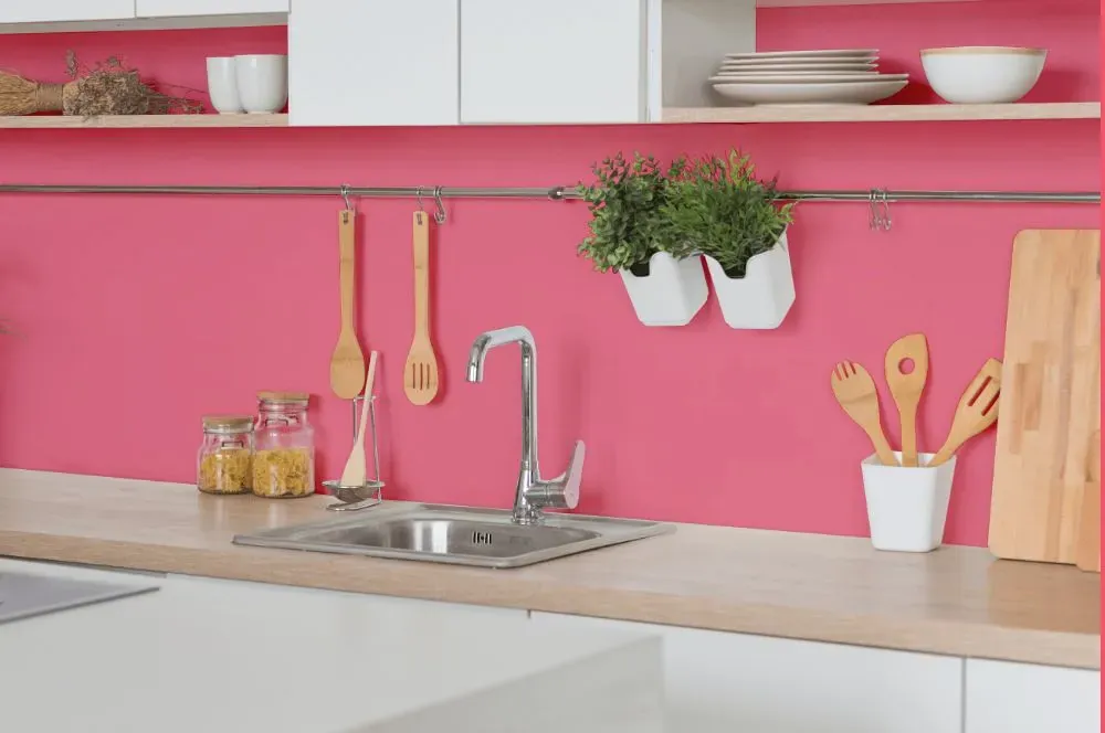 Benjamin Moore Strawberry Shortcake kitchen backsplash