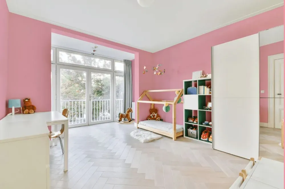 Benjamin Moore Strawberry Sorbet kidsroom interior, children's room