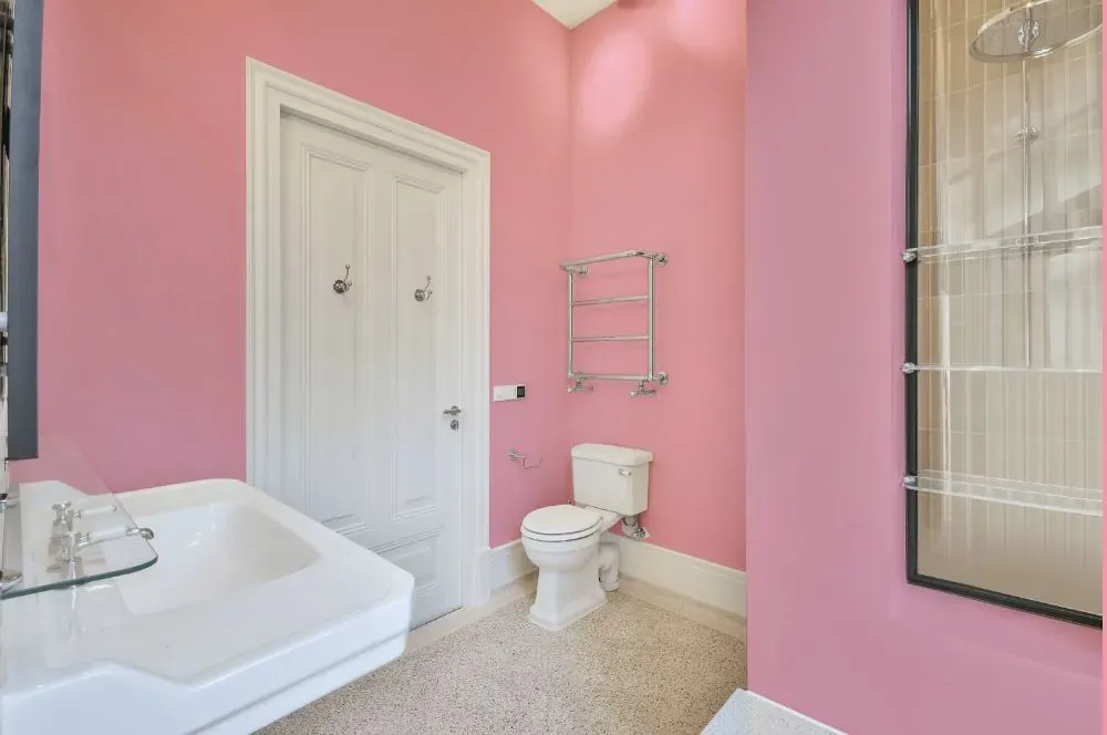 Benjamin Moore Strawberry Sorbet bathroom