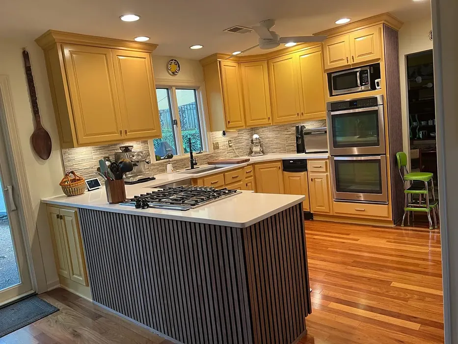 Benjamin Moore Stuart Gold kitchen cabinets color review