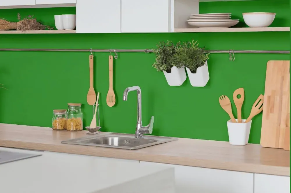 Benjamin Moore Sullivan Green kitchen backsplash