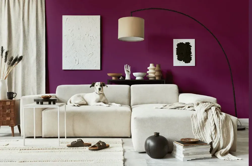 Benjamin Moore Summer Plum cozy living room