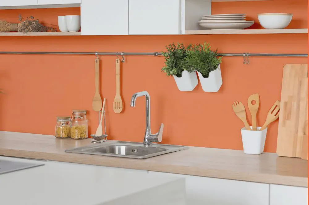 Benjamin Moore Sunset Boulevard kitchen backsplash