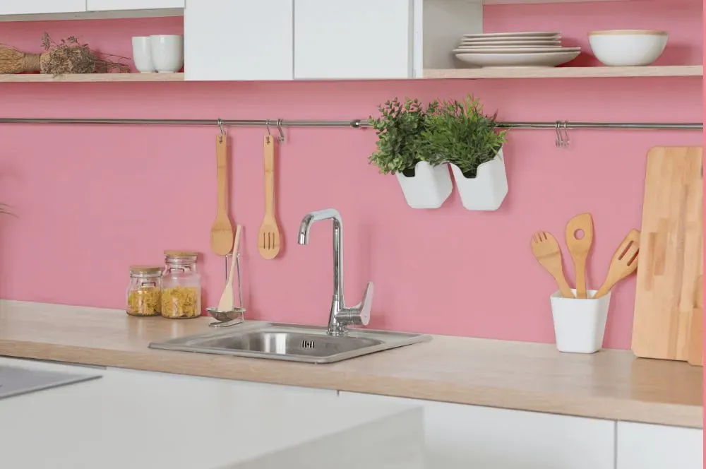 Benjamin Moore Supple Pink kitchen backsplash