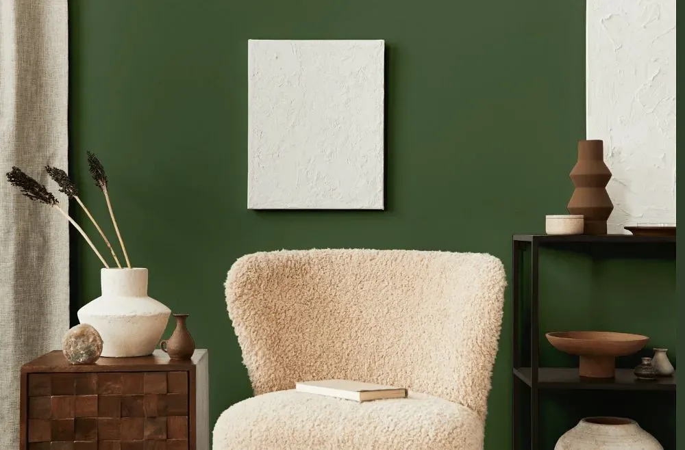 Benjamin Moore Sweet Basil living room interior