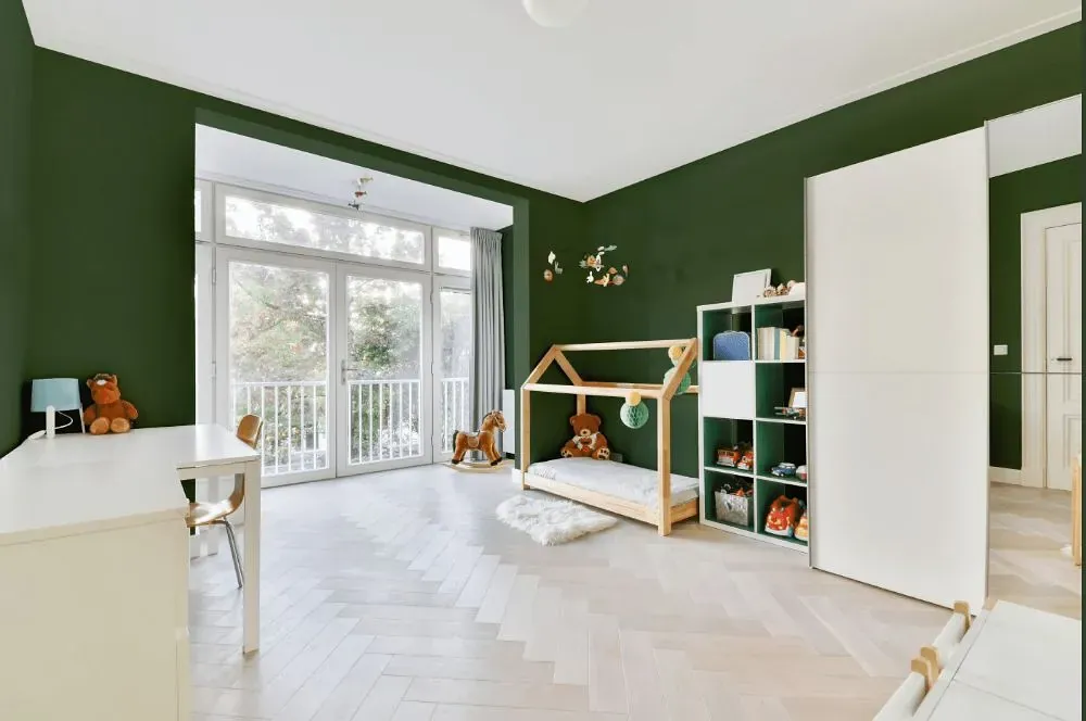 Benjamin Moore Sweet Basil kidsroom interior, children's room