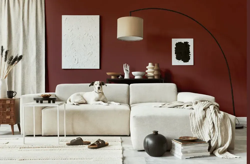 Benjamin Moore Sweet Rosy Brown cozy living room