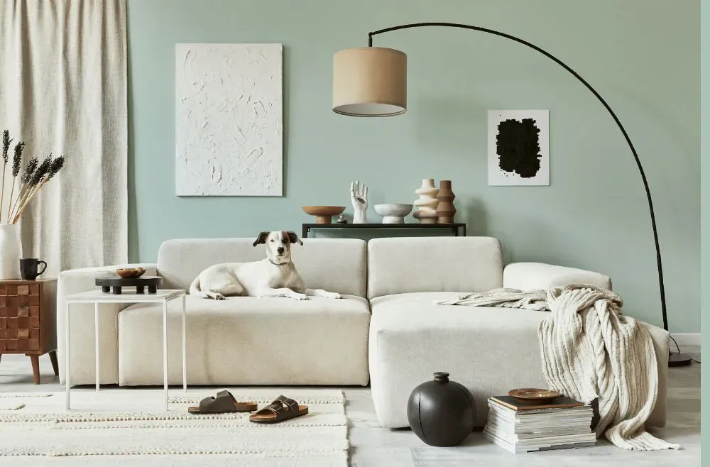 Benjamin Moore Swept Away cozy living room