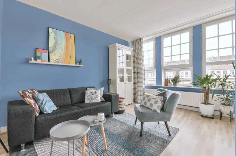 Benjamin Moore Swiss Blue living room walls
