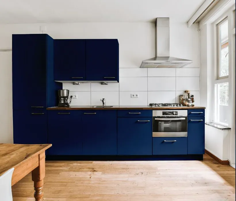 Benjamin Moore Symphony Blue kitchen cabinets