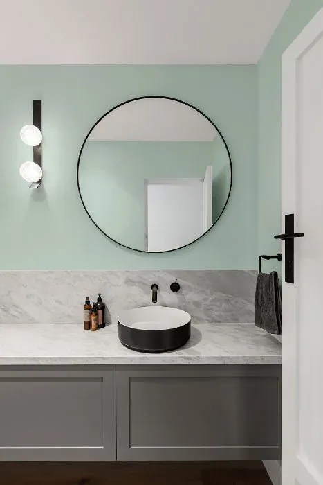 Benjamin Moore Taffeta Green minimalist bathroom