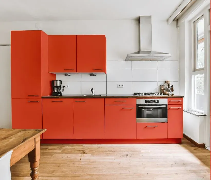 Benjamin Moore Tangerine Dream kitchen cabinets