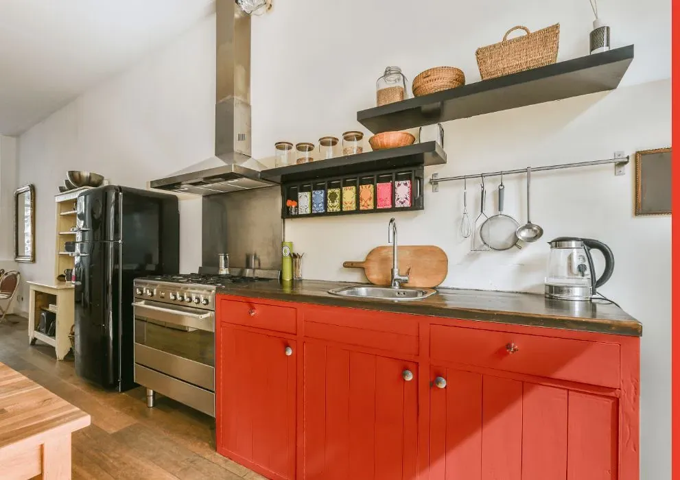 Benjamin Moore Tangerine Dream kitchen cabinets