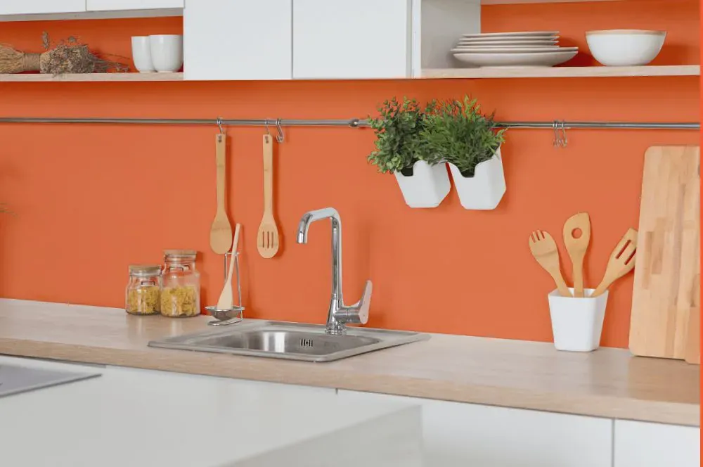 Benjamin Moore Tangerine Fusion kitchen backsplash