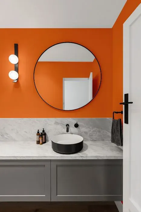 Benjamin Moore Tangerine Melt minimalist bathroom