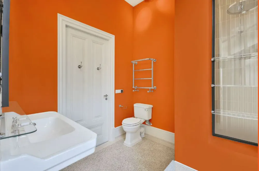 Benjamin Moore Tangerine Melt bathroom
