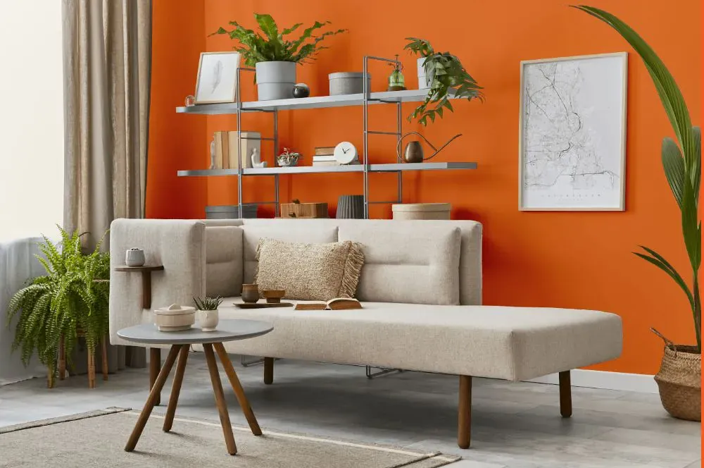 Benjamin Moore Tangerine Melt living room