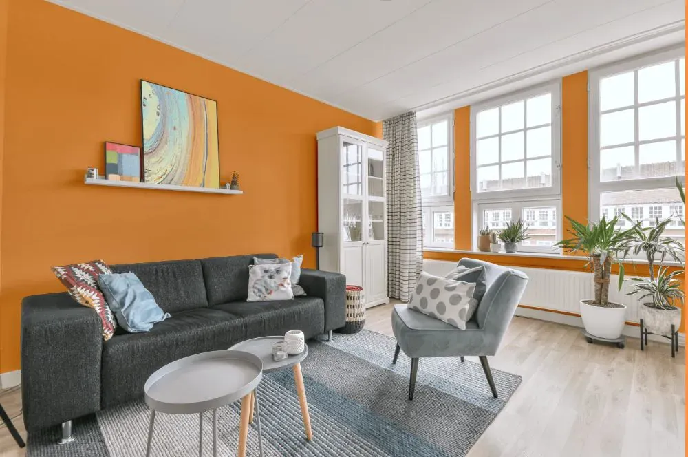 Benjamin Moore Tangerine Zing living room walls
