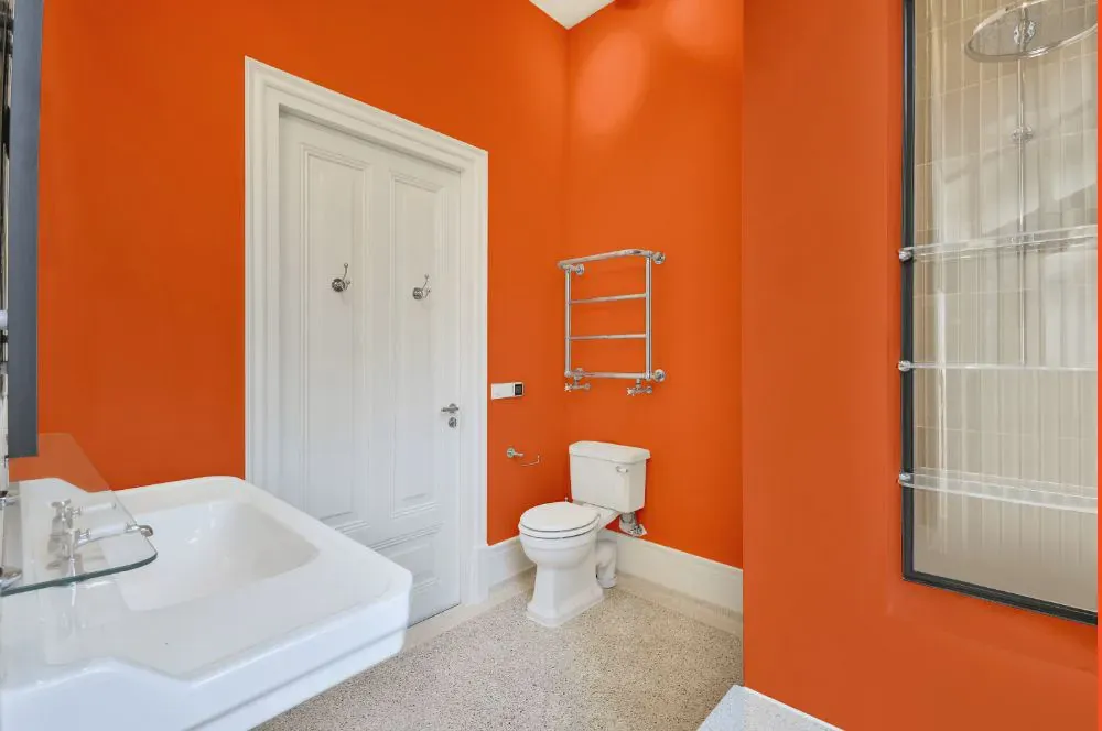 Benjamin Moore Tangy Orange bathroom