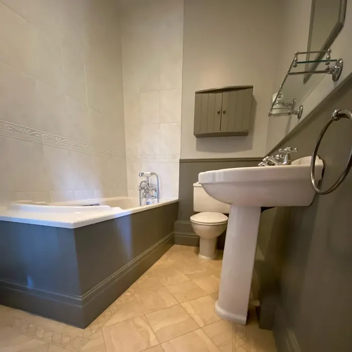 Benjamin Moore Taos Taupe bathroom 