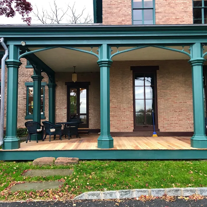 Tarrytown Green Painted Columns And Baseboard