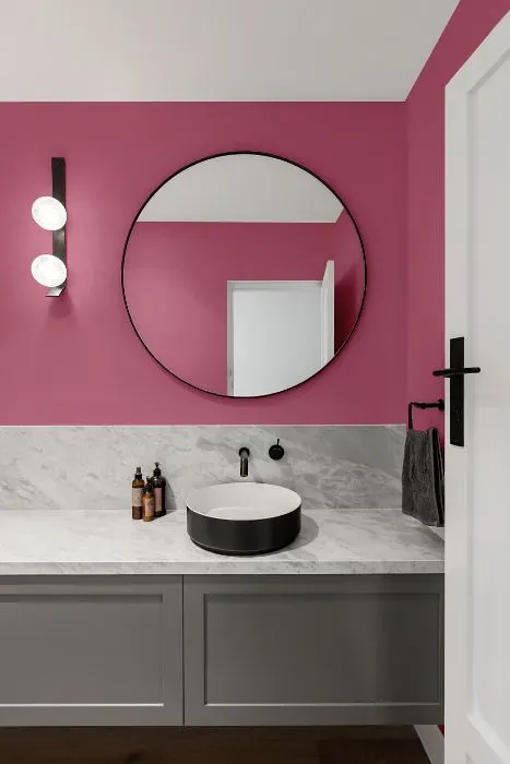 Benjamin Moore Taste of Berry minimalist bathroom