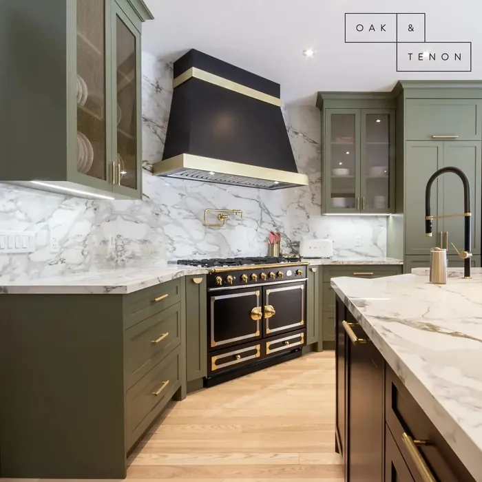 Benjamin Moore Tate Olive kitchen cabinets paint review