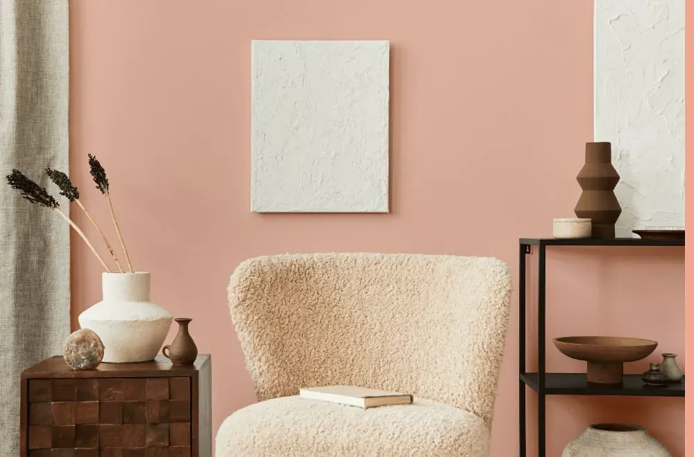 Benjamin Moore Teacup Rose living room interior