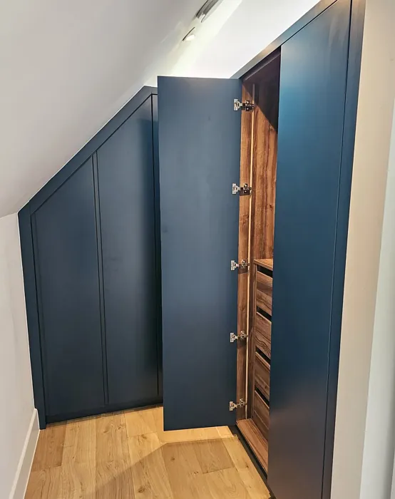 Benjamin Moore Teal painted cabinets 