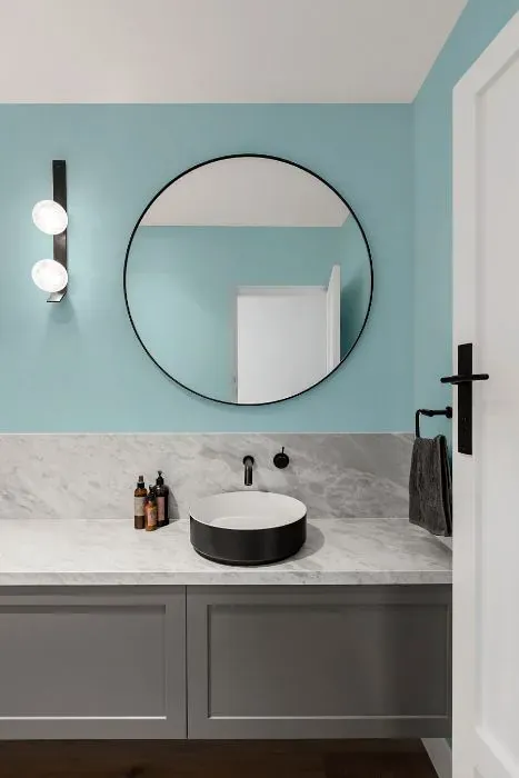 Benjamin Moore Tear Drop Blue minimalist bathroom