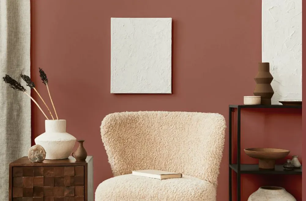 Benjamin Moore Texas Rose living room interior